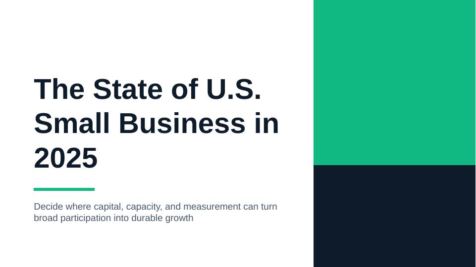 The State of U.S. Small Business in 2025: Executive cover